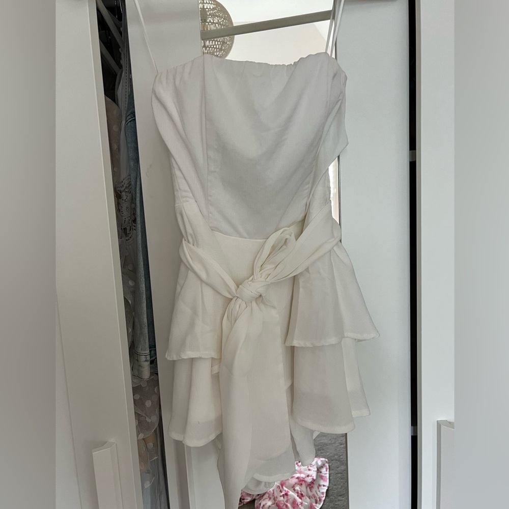 Princess Polly white tie dress strapless